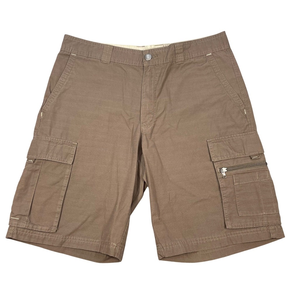 Columbia Brown Ripstop Multi Pocket Cargo Shorts Mens 34